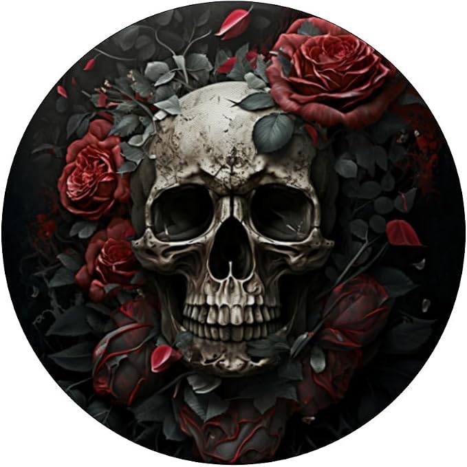 Skull Floral Wild Roses Pattern Flowers Skull PopSockets Adhesive PopGrip