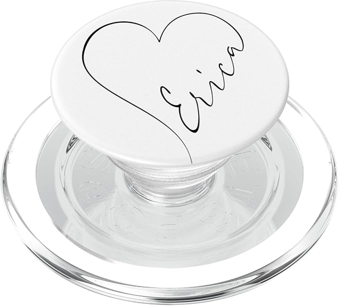 Erica Name Minimalist Heart Line Personalized White PopSockets Adhesive PopGrip