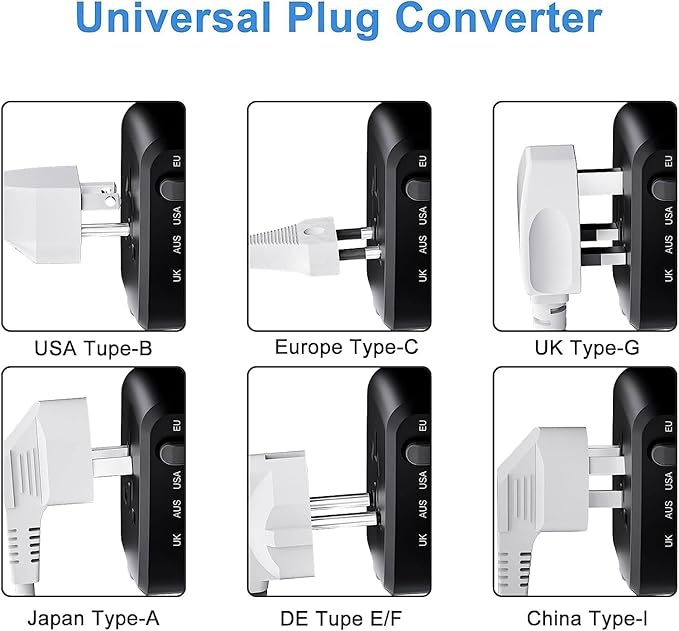 International Travel Adapter Voltage Converter to Step Down 230V to 120V for Hair straighteners, laptops, Cell Phones, Power converters from USA to UK, Europe, Australia Over 200 Countries