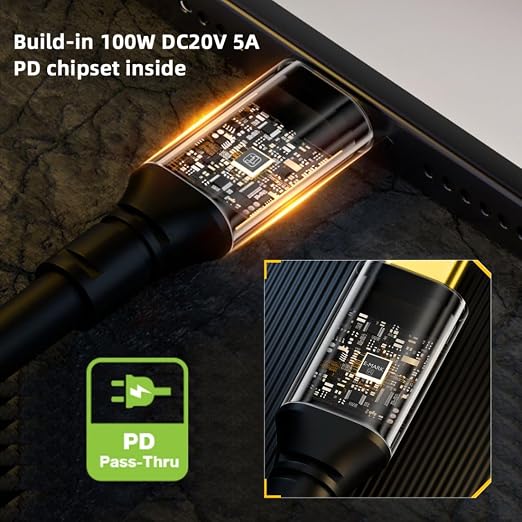 chenyang USB C to C Coiled Cable USB 3.2 Type C 90 Degree UP Angled 20Gbps PD 100W 8K@60Hz Data Fast Charging Cable 6ft
