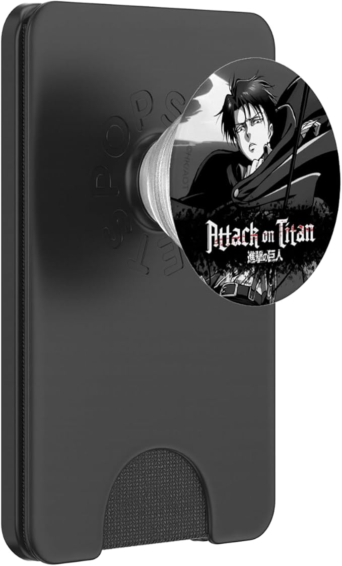 Attack on Titan Black and White Levi Splatter Logo Anime PopSockets PopWallet for MagSafe