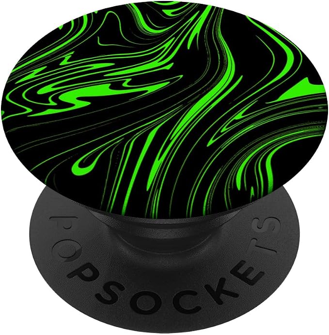 Green Black Modern Abstract Swirl Pattern Men Teen Boys PopSockets PopGrip for MagSafe