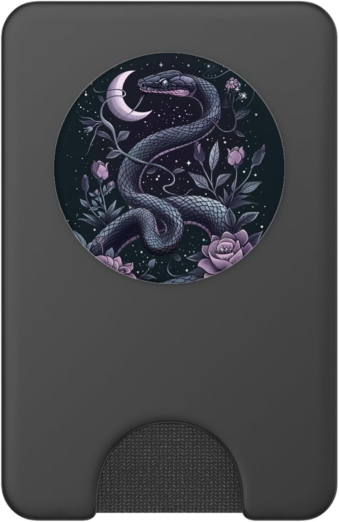 Vintage Snake Purple Flower Witchy Moon Phases PopSockets PopWallet for MagSafe