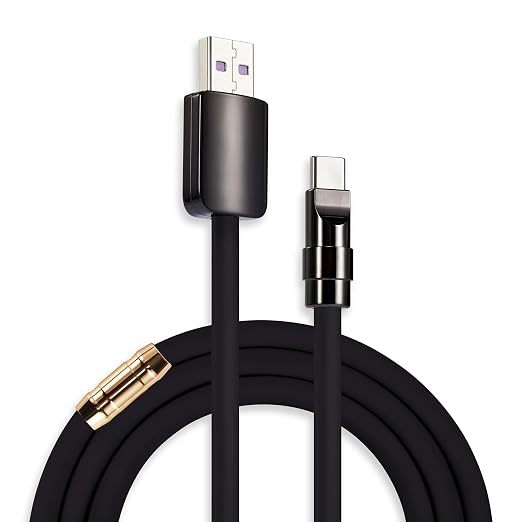 chubbycable 240W Silicone USB C to C Charging Cable Black Plus 0.82FT | 6mm Extra Thick 45000+ Bend Tested 480Mbps Data Transfer E-Marker Safety Chip Tangle-Free Design