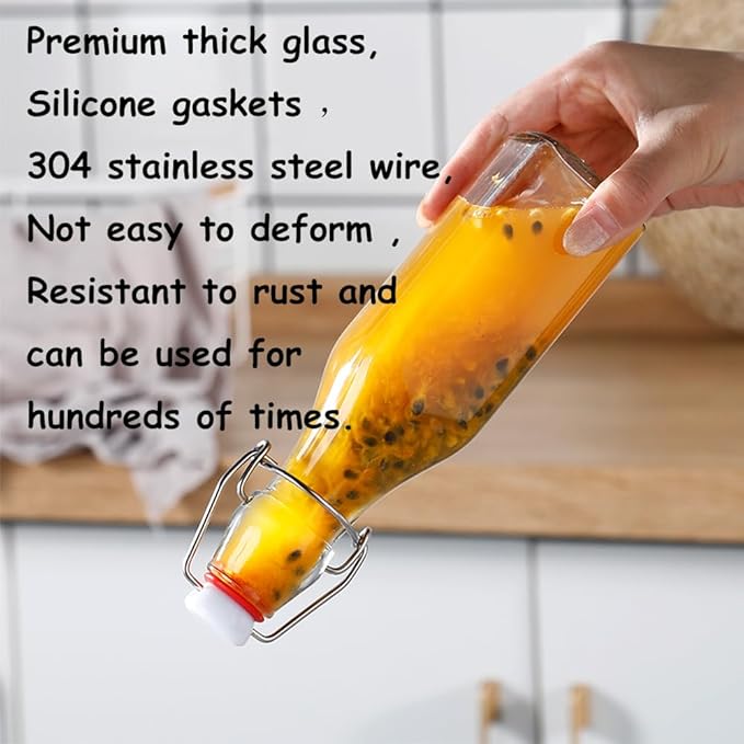 ZEBEIYU Swing Top Glass Bottles 8 oz with Airtight Lids for Home Brewing