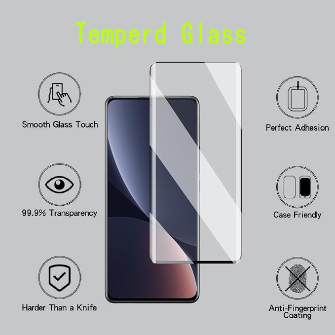 [4 Pack] Tempered Glass Screen Protector for Xiaomi 12 pro | Tempered Glass Scratch Resistant Easy-Install Bubble Free Anti-Fingerprint