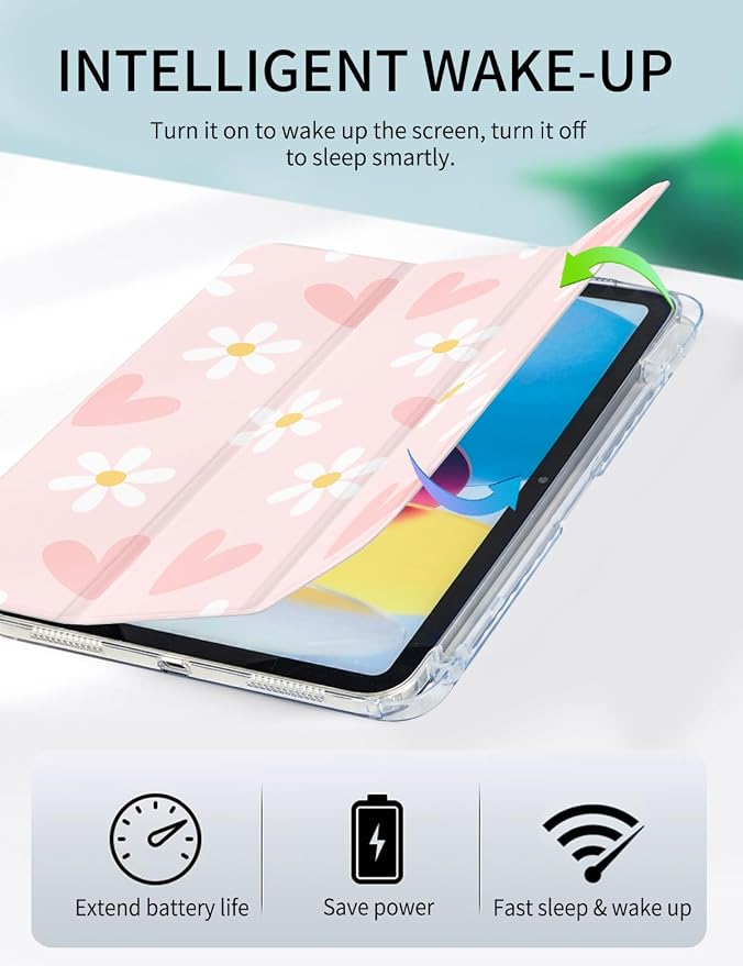 Case for iPad A16 11th/10th Generation 2025/2022 10.9 Inch Slim Trifold 10th Clear Back Transparent Cover with Pencil Holder &amp Auto Sleep/Wake Cover