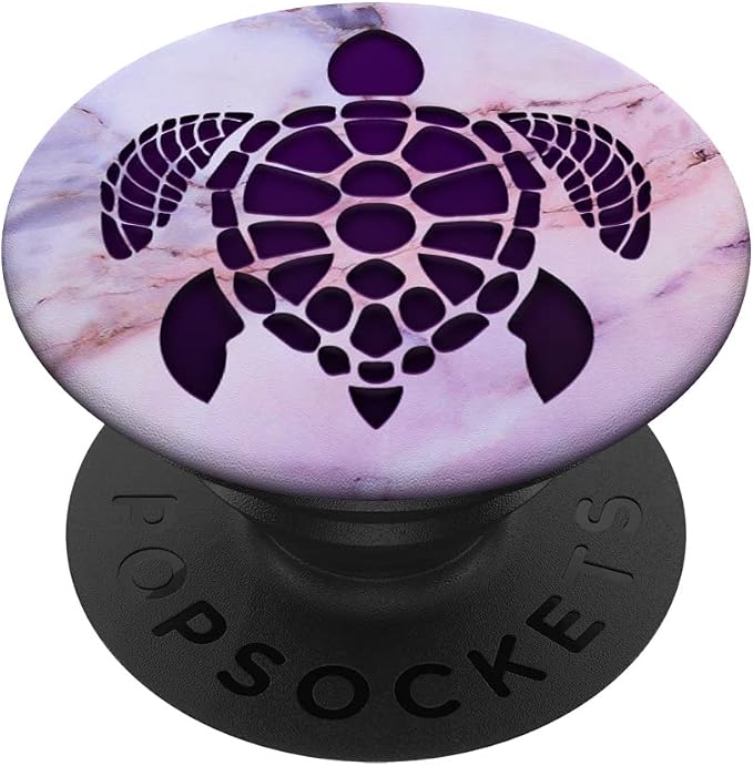 Purple Turtle Phone Grip on Pink Blue Gray Look PopSockets Adhesive PopGrip