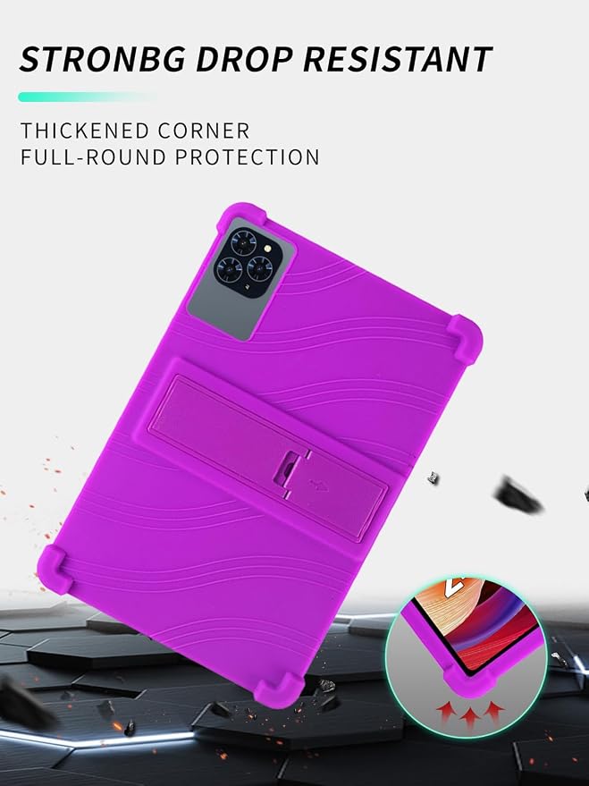 Case for KINGRID T90 11 inch Android 16 TabletWUNIAK Shock Proof Lightweight Stand Rubber Shell Protective CoverKids Friendly Soft Silicone Adjustable Stand CoverBlack