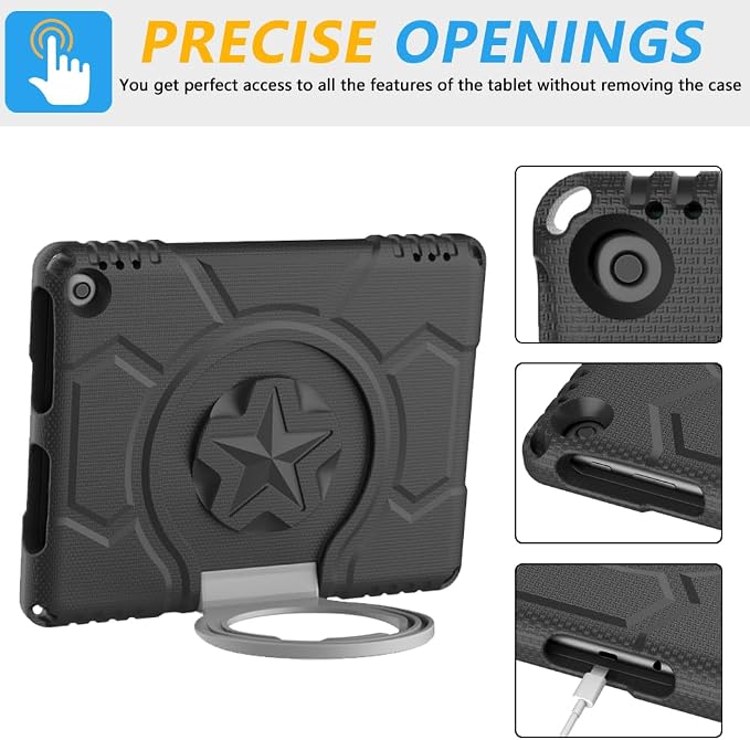 Kids case for 10 inch Tablet Lightweight Shockproof Case with Screen Protector Handle StandBlack