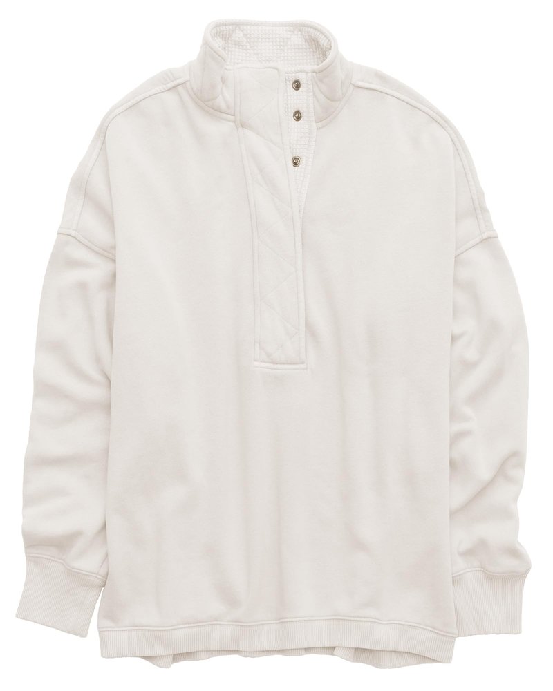 Gacaky Sweatshirt for Women Oversized Casual Long Sleeve Button Henley Neck Pullover Tops Fashion Outfits Clothes White Small