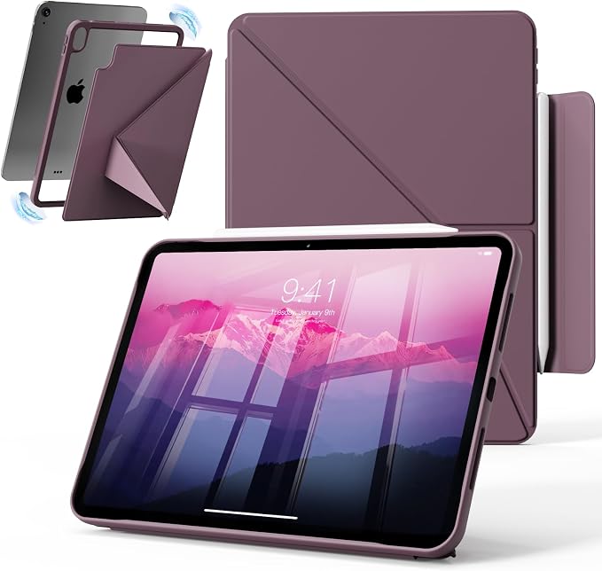 Case for iPad A16 11th/10th Generation 11/10.9 inch Black | Magnetic Attachment Slim Soft TPU Protective Case Multi Angles Hidden Pencil Holder Shockproof Frame Auto Wake/Sleep
