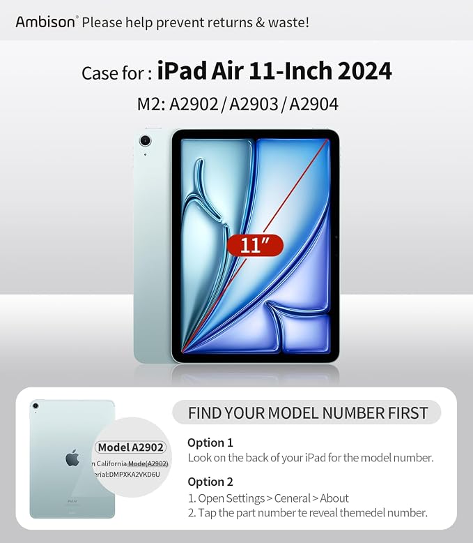 Ambison iPad Air 11 inch Case 6th Generation 2024(M2) with 9H Tempered Glass Screen ProtectorFull-Body Shockproof Sturdy Cute Cover with Butterfly Wings StandShoulder StrapPencil Holder-Multicolor