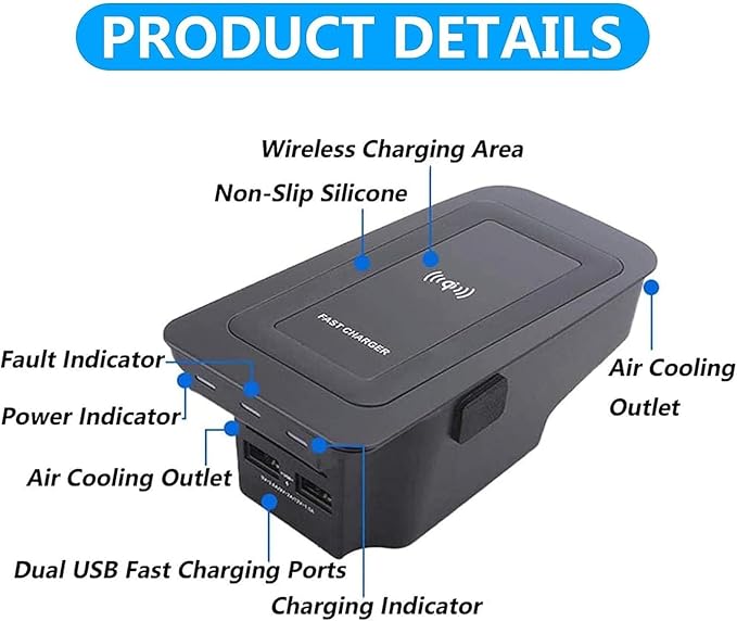 Wireless Phone Charger for Volvo S60 2020–2025 Qi Pad | Qi wireless fast charging Center console integration Dual USB charging ports Active cooling system