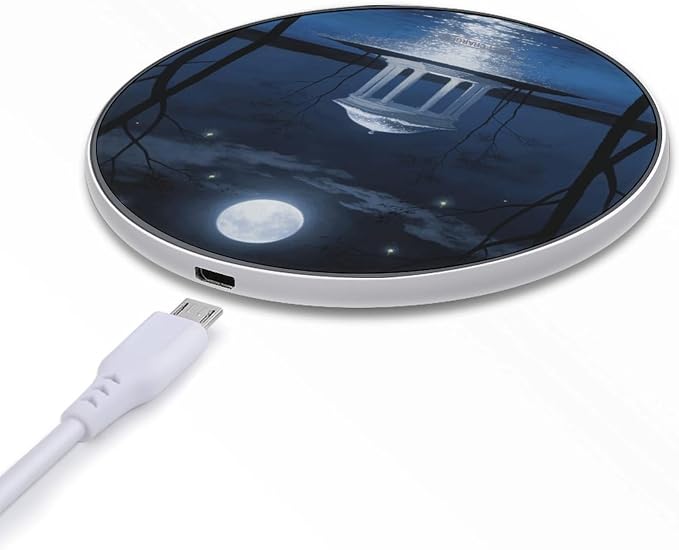 Moonlit Wireless Charger Portable Fast Charging Pad Lightweight Wireless Charging Pad 10W Slim Charging Station for Phone Charger Mat for Travel Home Office Desk