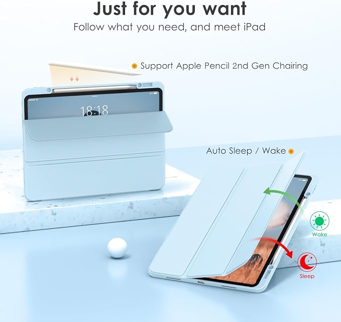 VIKESI Case for iPad Pro 12.9 6th/5th/4th/3rd Generation 2022/2021/2020/2018TPU Shockproof FrameBuilt-in Pencil HolderAuto Sleep/Wake - Black