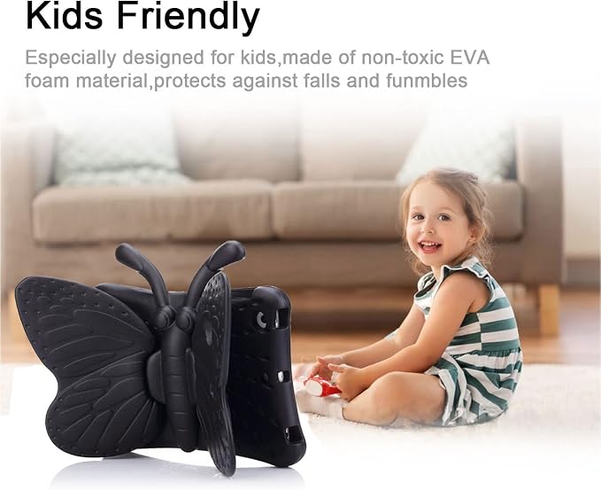 Kids Case for 7.9 iPad Mini 5/4/3/2/1 Silicone Shockproof Cover with Handle Kickstand Black