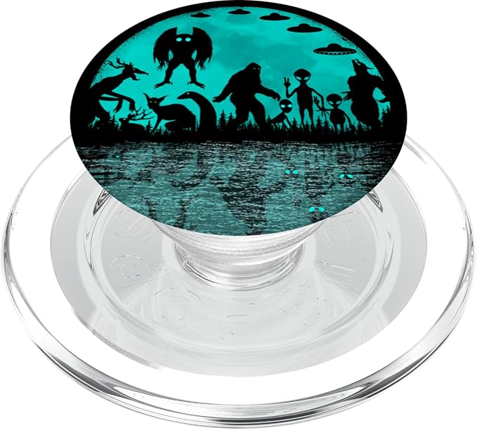 Bigfoot Loch Ness Monster Mothman and Alien Funny Cryptid PopSockets PopGrip for MagSafe