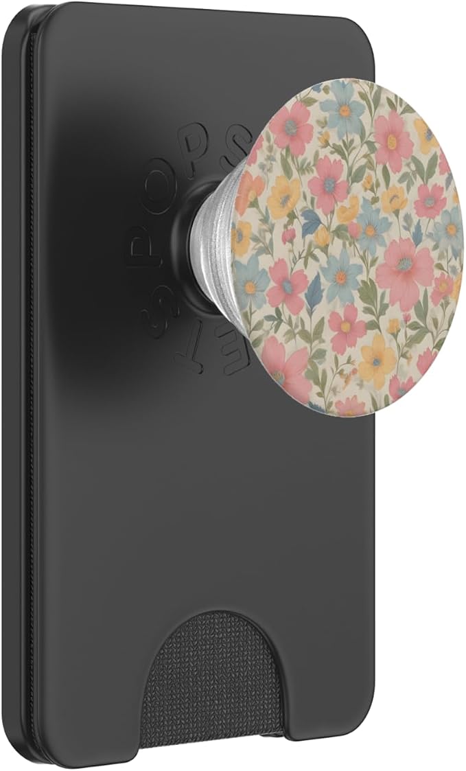 Colorful Floral Pattern Pink Blue And Yellow Flower PopSockets PopGrip for MagSafe