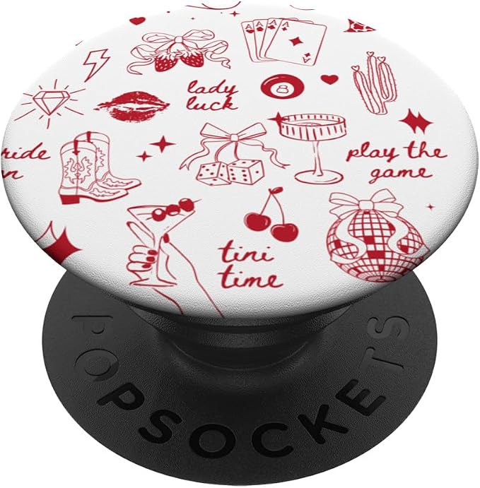Coquette Doodles Western Lucky Cowgirl Cowboy in Red PopSockets PopGrip for MagSafe