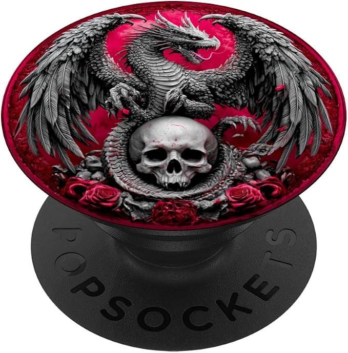 Gothic Dragon on Skull Fantasy PopSockets PopGrip for MagSafe