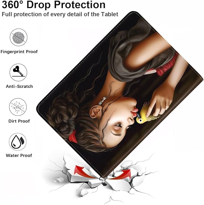 Case for Samsung Galaxy Tab S10 Lite/ S10 FE/ S9 FE 5G 10.9 Inch/ S9 11 Inch - Slim PU Leather Folding Stand Folio Cover with Auto Sleep/Wake - African American Girl