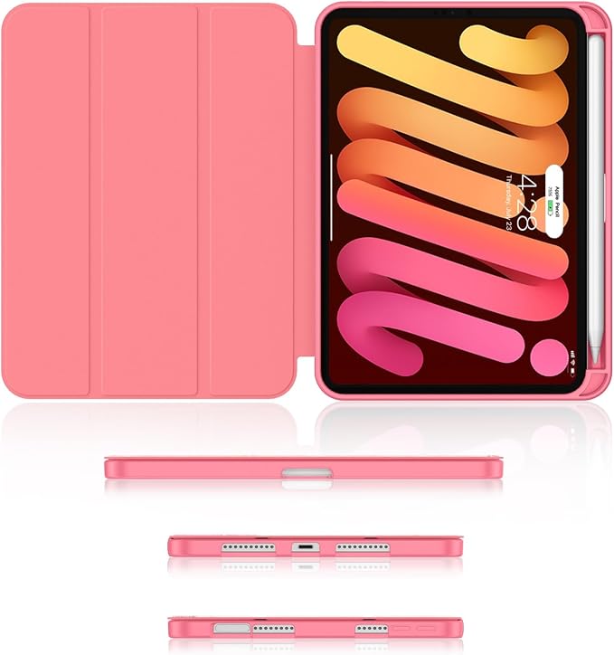 Soke Case for iPad mini (A17 Pro) 7th/ 6th Generation (Book Wine) | Built-in Apple Pencil Slot fit iPad Mini 2024 and 2021 8.3 inch Auto Sleep/Wake
