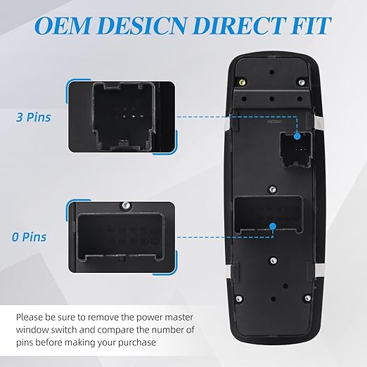 WUANGKI Master Power Window Switch Front Left Driver Side | 3+0 Pins | Compatible with Dodge Grand Caravan 2012-2017, Chrysler Town & Country 2012-2016, 2012-2015 Ram C | V, Replaces OE 68110871AA
