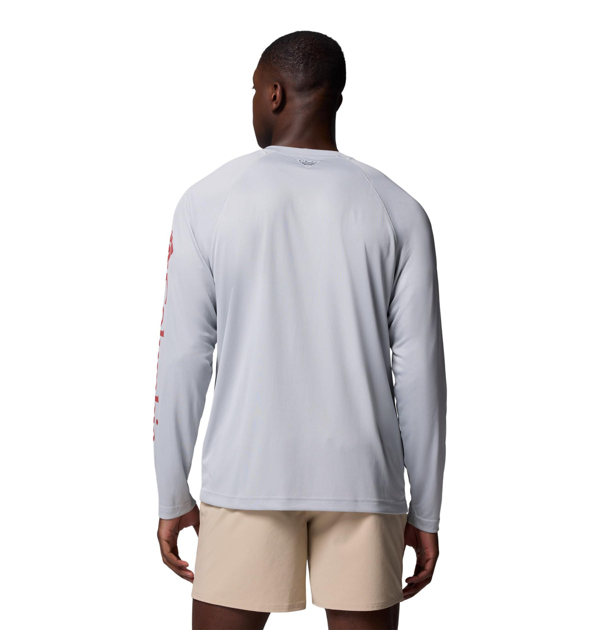 Columbia Men's PFG Terminal Tackle Long Sleeve Fishing Shirt, Cool Grey/Dusty Crimson Logo, 6X
