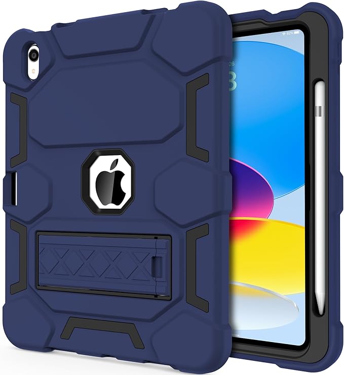 Case for iPad 11 11th Gen (A16) 2025 &amp 10th Gen 2022 10.9 Purple+Green | Kickstand | With Pencil Holder | Drop-Proof Silicone+Hard Shell | Raised Edge Protects Screen&ampCamera | Heavy Duty Pr