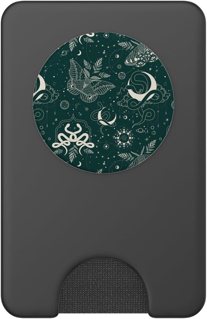 Dark Green Mystical Witchcore Celestial Night Moth &amp Snake PopSockets Adhesive PopGrip
