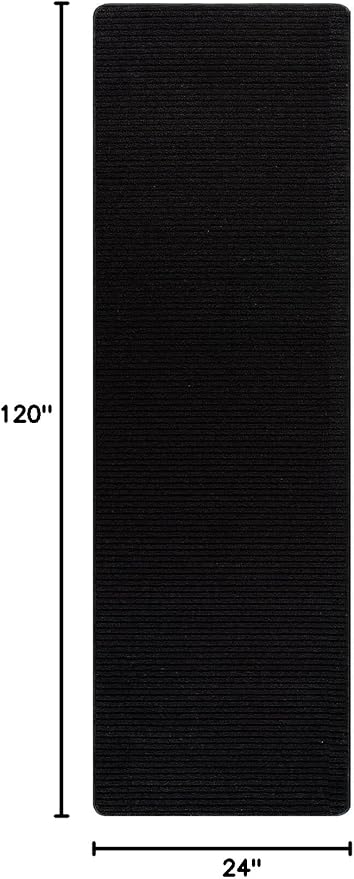 Non Slip Black Solid Rubber Back Thing Runner Rugs for Living Room 2x10 for Kitchen, Rug for Bedroom and Hallway, Stain Resistant Easy Cleaning Non Shedding Carpet Black 2 x 10