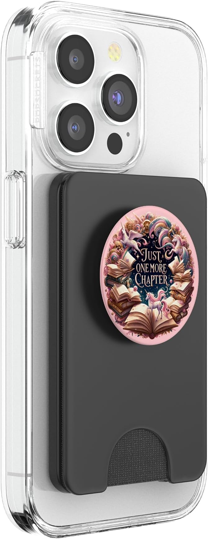 Just One More Chapter Bookish Unicorn Lover Girls Pink PopSockets Adhesive PopGrip