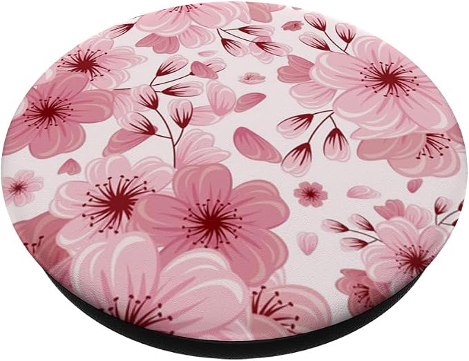 Pink Cherry Blossom Floral Pattern PopSockets PopGrip for MagSafe
