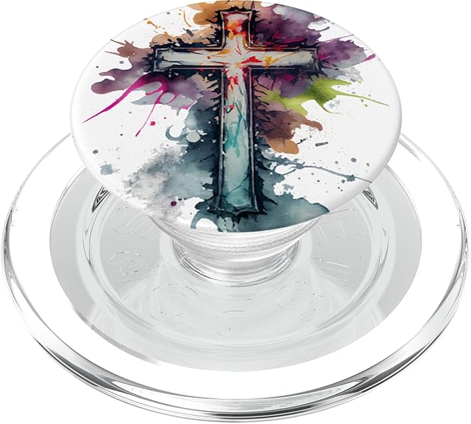 Christian Cross Watercolor Illustration PopSockets Adhesive PopGrip