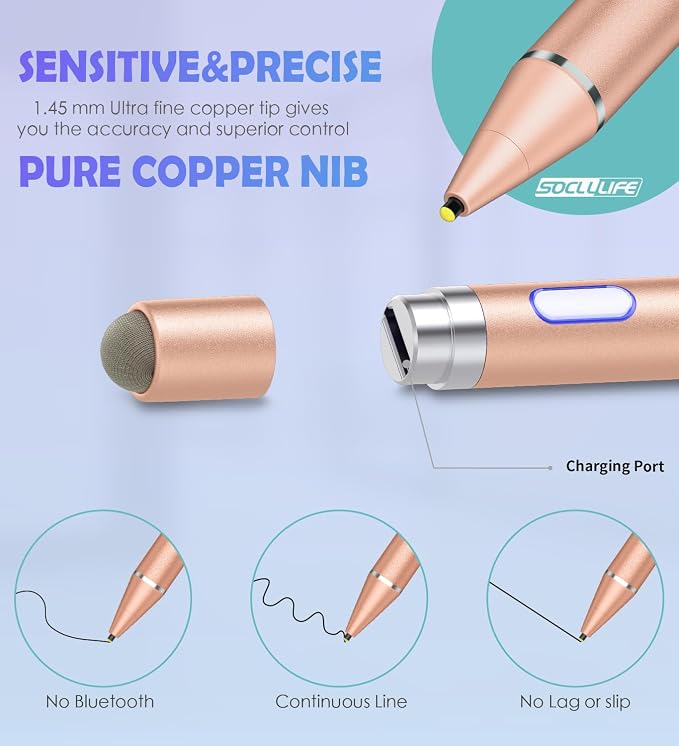 Active Stylus Pen for Touch ScreensDual Pen Tips for iOS &amp Android Drawing &amp WritingHigh Precise Digital Pencil for Apple iPhone 16/15/14/13/12/11/X/8iPad Air/Pro/MiniPhone/Tablet/Sam-sung