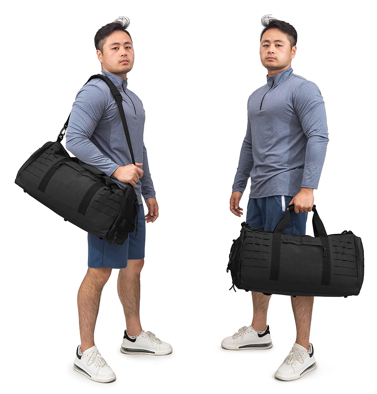QT&QY 40L Military Tactical Duffle Bag For Men Sport Gym Fitness Tote Travel Training Workout With Shoe Compartment Basketball Football Weekender