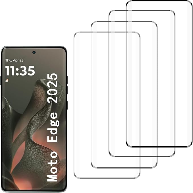 [4 Pack] Tempered Glass Screen Protector for Motorola Moto edge 2025 | Tempered Glass Scratch Resistant Easy-Install Bubble Free Anti-Fingerprint