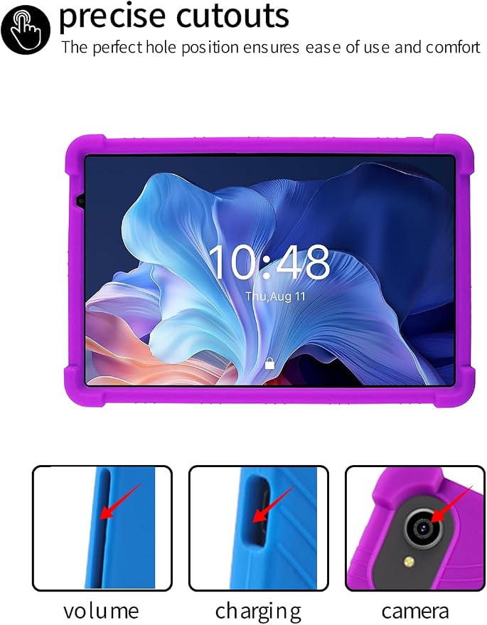 for ApoloSign EP103A 10.1 Tablet CaseBOVUGAC Soft Silicone Case Adjustable Stand Shockproof Kids Friendly (Black)