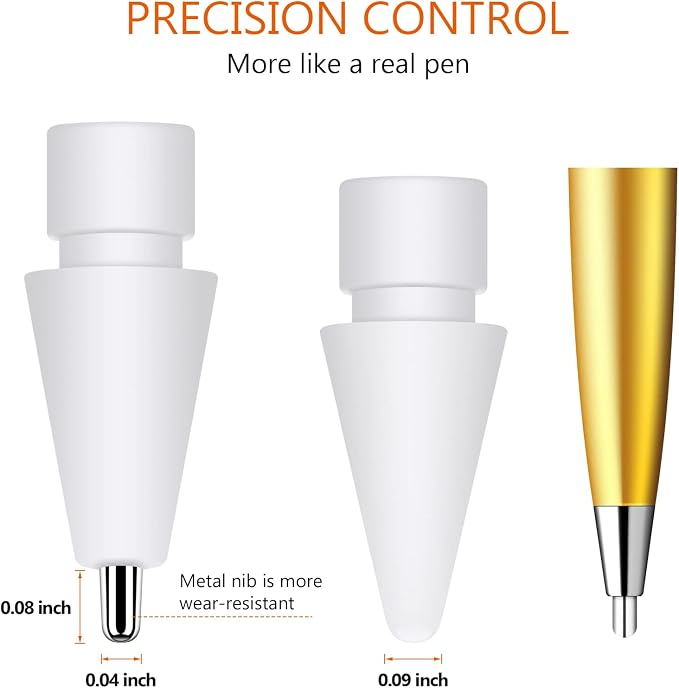 10 Pack Apple Pencil Tips Replacement Nibs - Metal &amp ABS Fine Point Tips for Apple Pencil Pro/1st Gen/2nd Gen/USB-C iPad Pro/Air/Mini Screen Safe Reinforced Core Precision Drawing &amp Writin