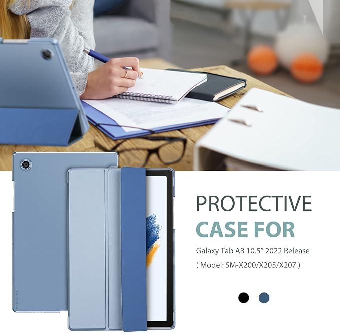 ProCase Smart Case for Galaxy Tab A8 10.5 Slim Stand Hard Back Shell Protective Smart Cover Case for Galaxy Tab A8 10.5 Inch 2022 SM-X200 X205 X207 -Black