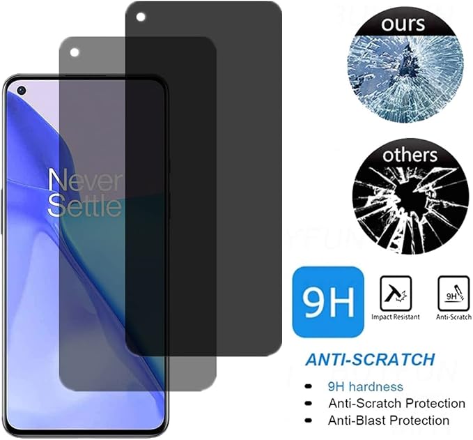 for OnePlus 9 Anti-Spy Tempered Glass [2 Pcs] 9H Hardness Anti-Scratch Anti-Peeping Privacy Screen Protector Proteceive Film for OnePlus 9 Phone (No Fingerprint Unlock)