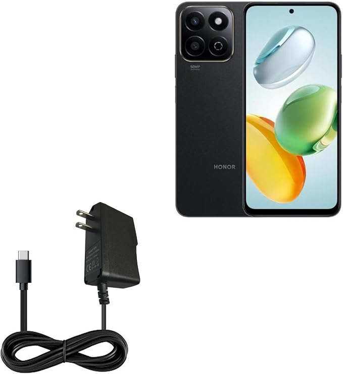 BoxWave Charger Compatible with Honor Play 60 Plus - Wall Charger Direct (15W) Rapid Charge Your Device with Built-in 3ft Cable