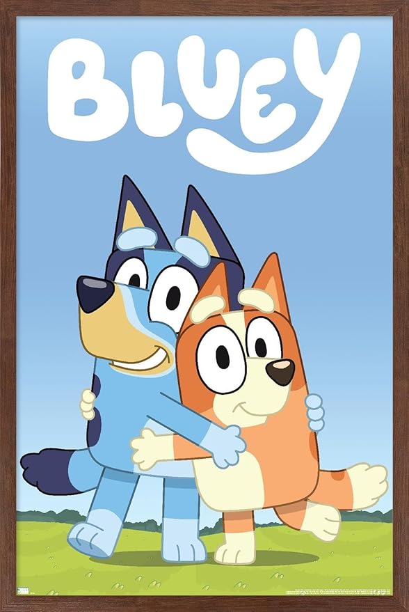Bluey - Hug Wall Poster, 22.4L" x 14.7W", Mahogany Framed Version