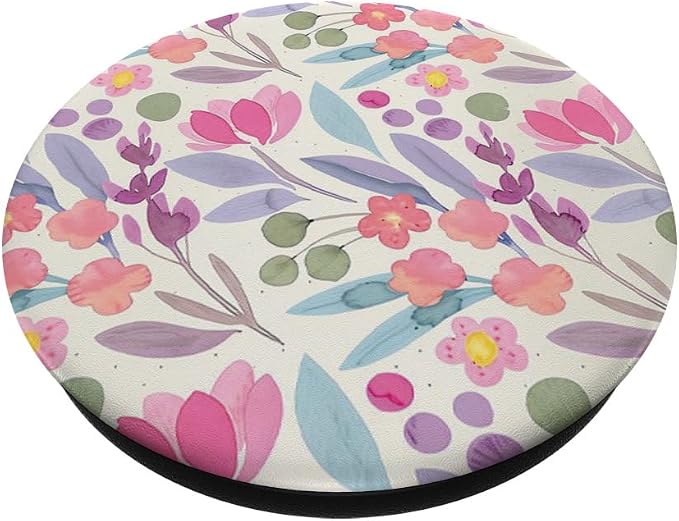Pink Purple Watercolor Floral Pattern PopSockets Adhesive PopGrip