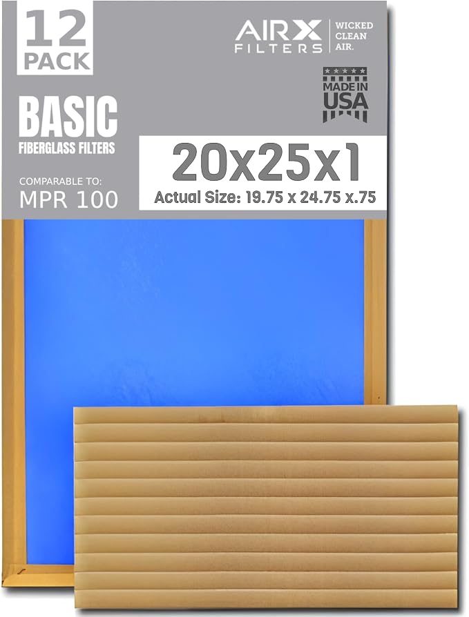 20x25x1 Air Filter Comparable to MPR 100 Basic Economy Furnace Filters