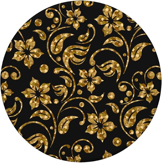 Rose Gold Black Geometric Golden Pattern Flower PopSockets PopGrip: Swappable Grip for Phones &amp Tablets