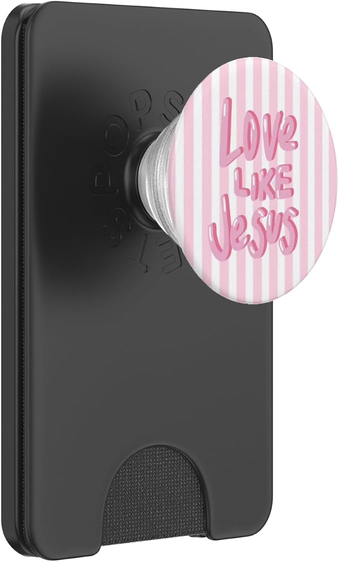 Light Pink White Stripes Christian Bible Love Like Jesus PopSockets PopGrip for MagSafe