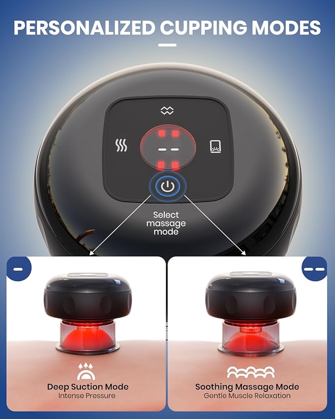 EURPMASK Choose the color of europe 2 Pack 5-in-1 Electric Cupping Kit with Red Light - 24 Levels Adjustable Suction & Heat, One-Touch Control, Portable Muscle Relaxation Tool