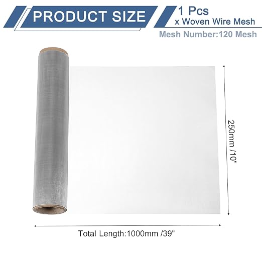 uxcell 120 Mesh 39" x 10" Woven Wire Mesh, 316 Stainless Steel Air Vent Filter